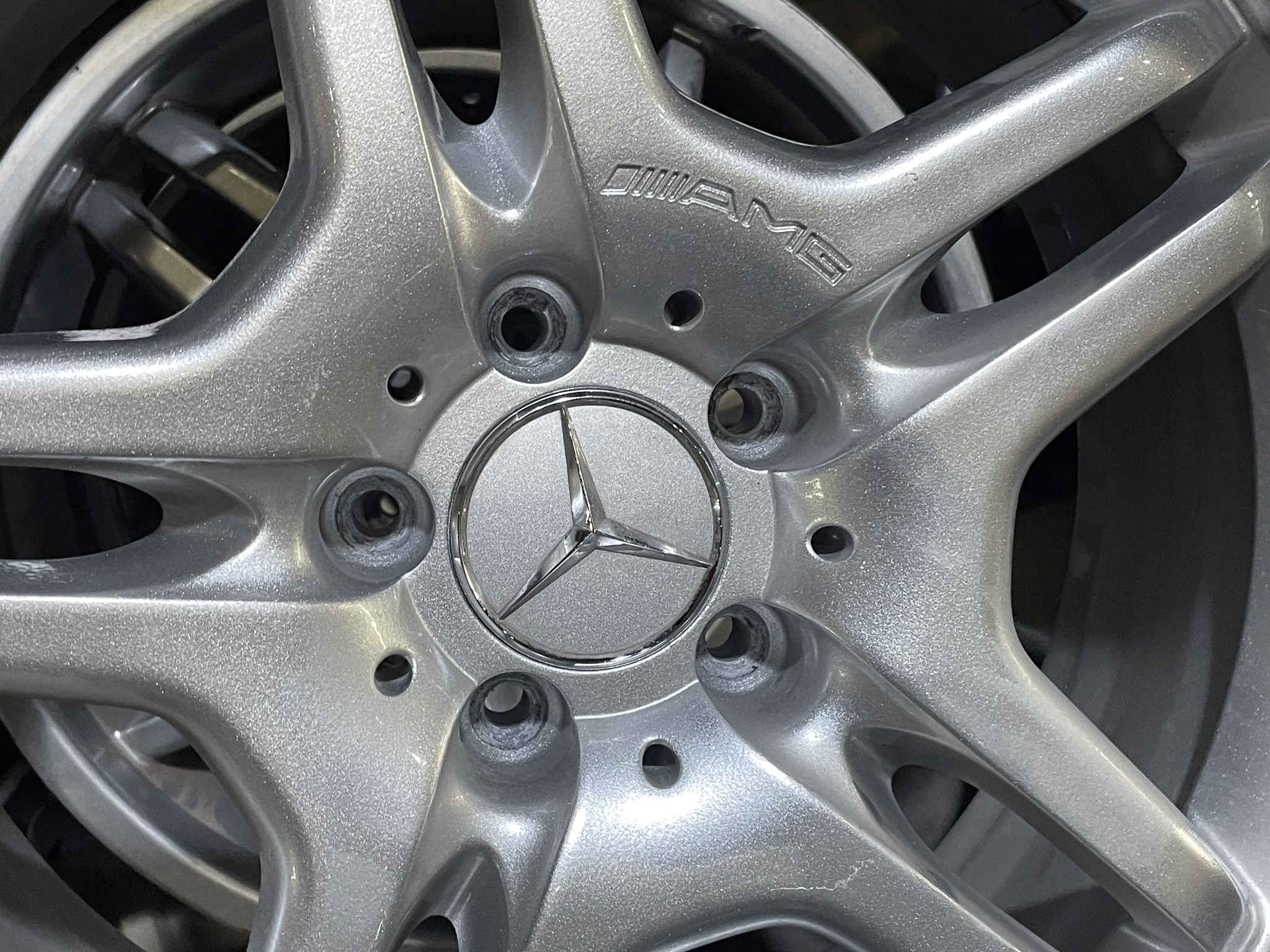 Close up image of a mercedes wheel.