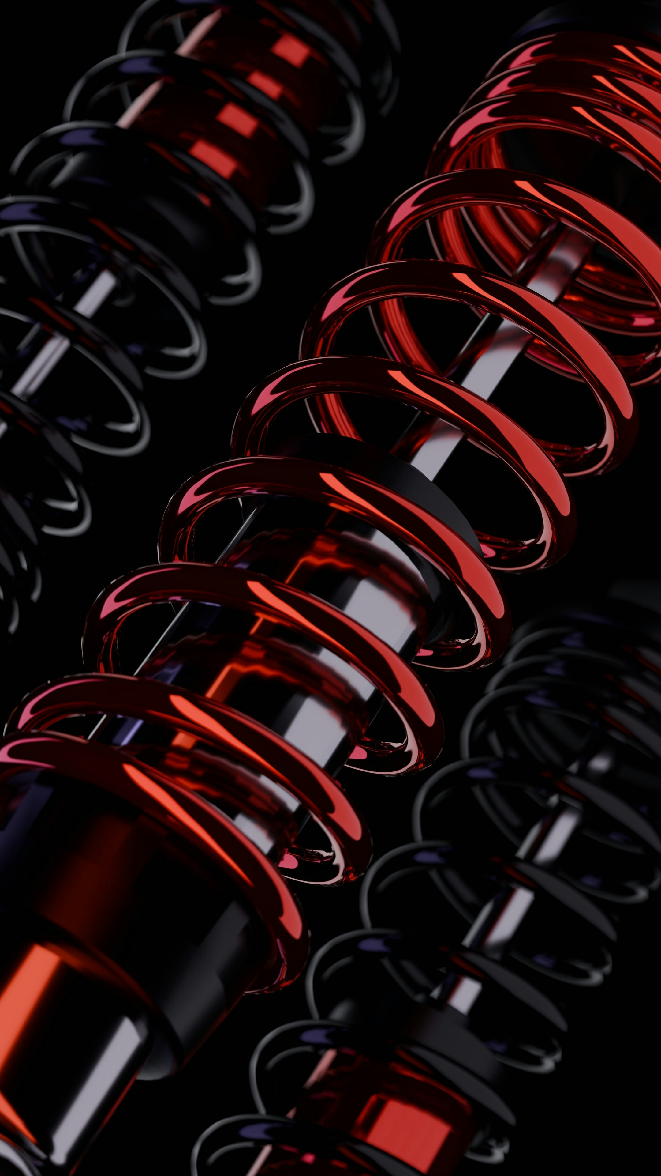 Image of black and red suspension systems.